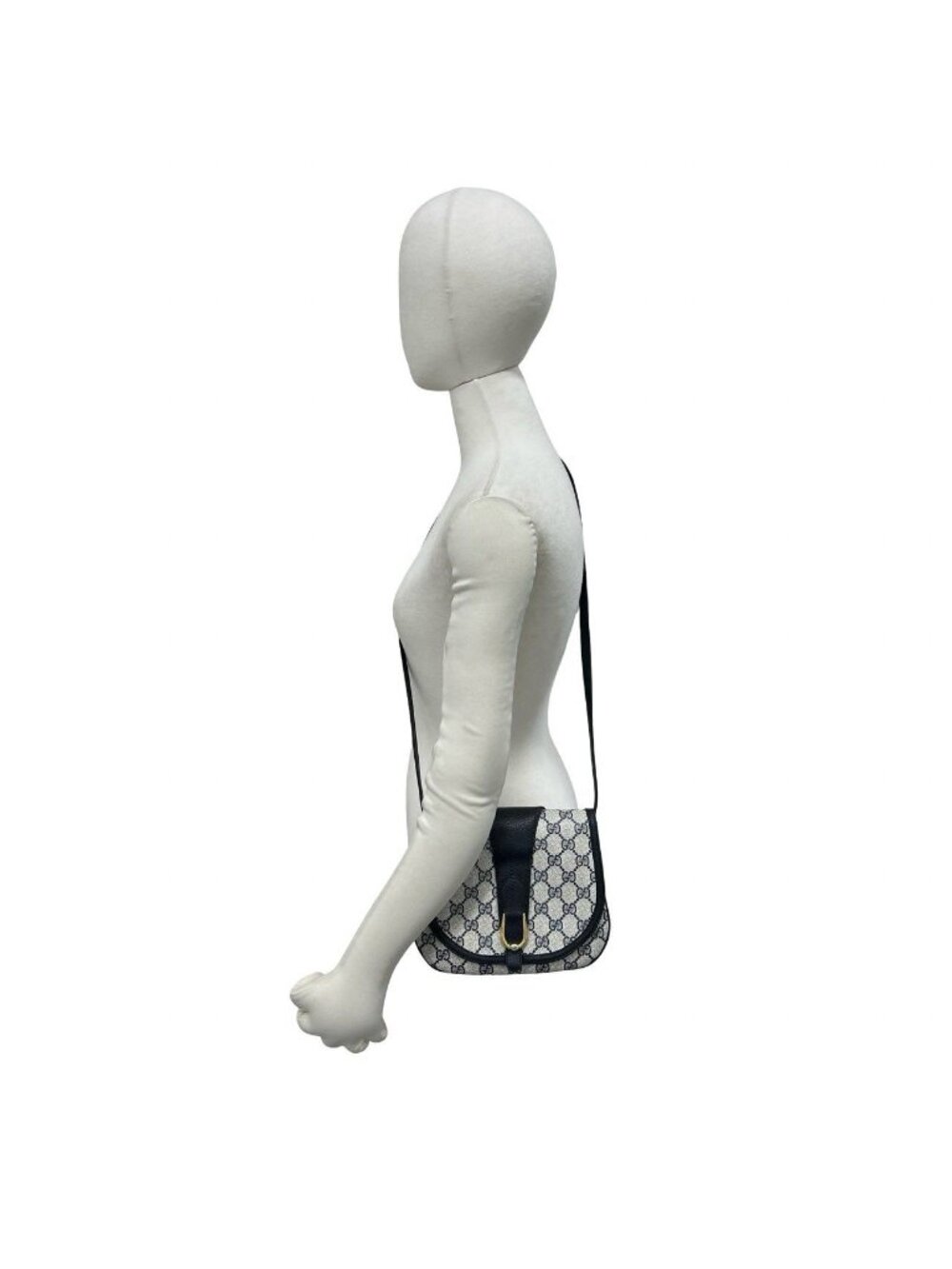 Gucci Vintage GG Logo Pattern Leather Mini Shoulder Bag Crossbody Pochette Navy - Picture 2 of 10